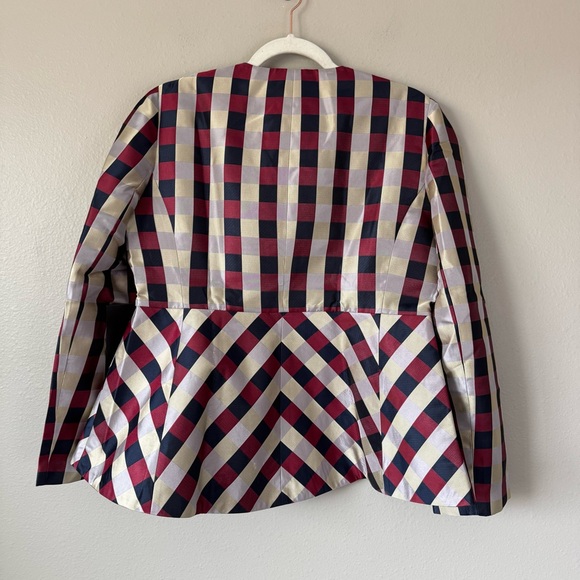 Tuckernuck Bordeaux Check Jacquard Zoey Top - Picture 7 of 9